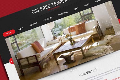 Portfolio Website CSS Template in Black and Red Color Scheme