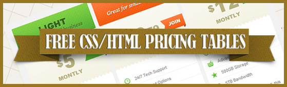 14 Free CSS/HTML Pricing Tables